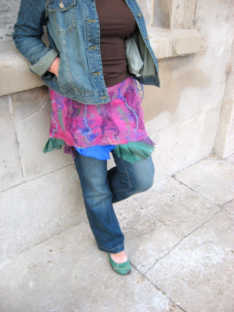 Felted Faerie Belt or Skirt - Fuchsia flower