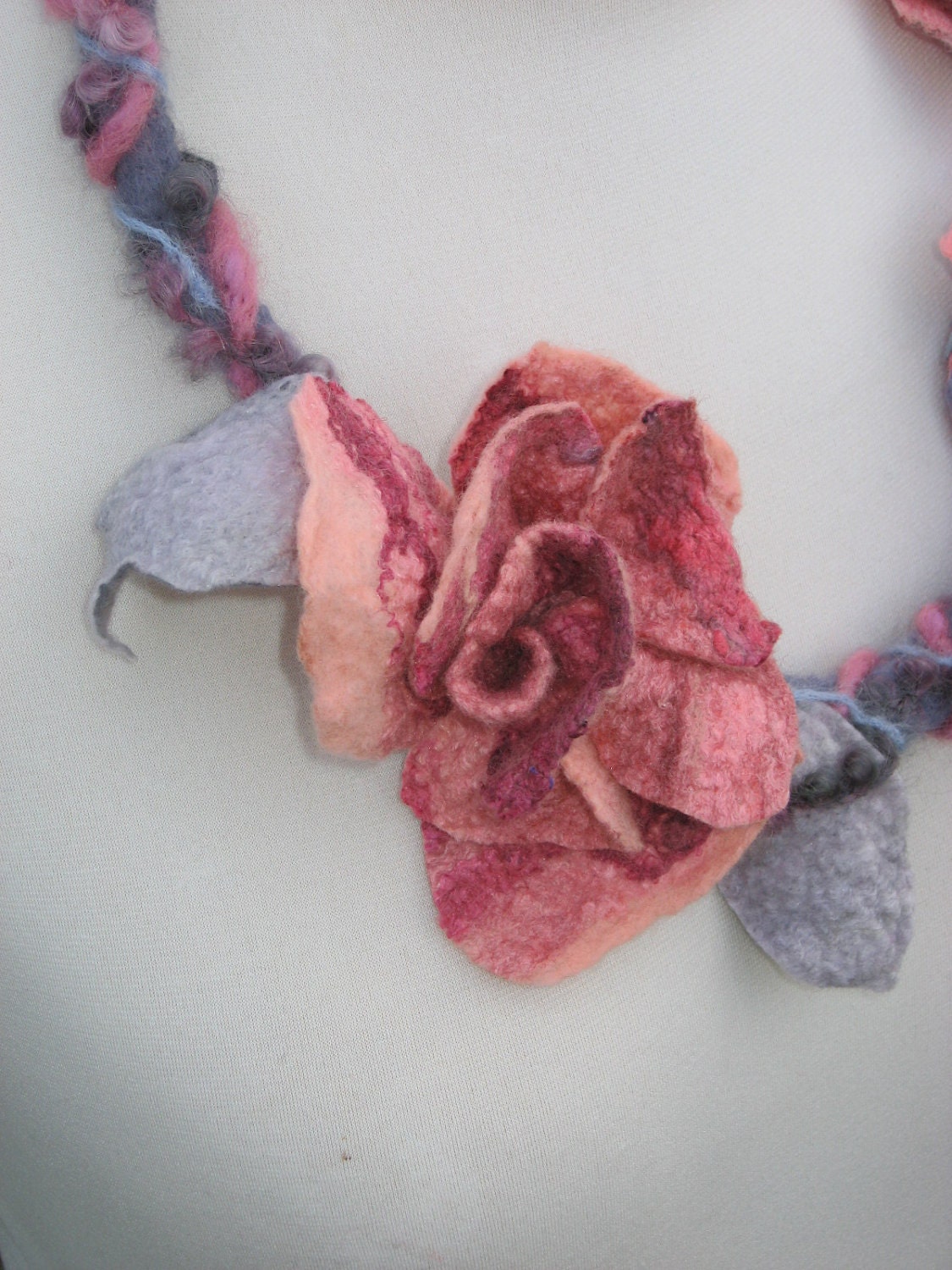 Felted Flower  Necklace for Faeries