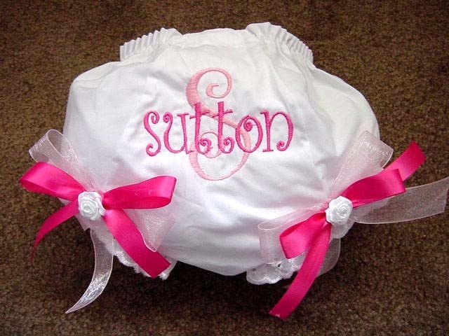 Bloomers Diaper Cover Baby Girl Birthday Baby Shower gift Bow Free Monogram Personalized