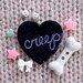 Creep / Hand Painted Wooden Black Glitter Heart Pin