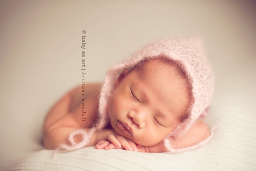 Hand Knit Newborn Angel Lace Pix Hat - You Design