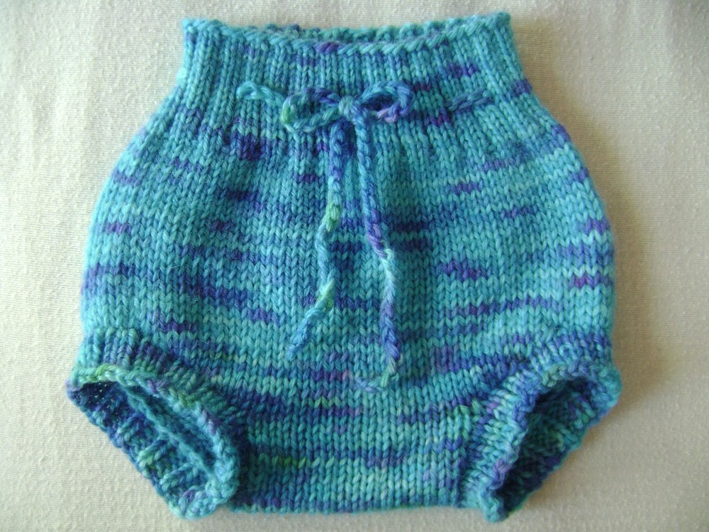 Caribbean Wool Soaker- ocean blue cloth diaper cover handknit wool soaker- Size SMALL