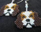 Cutest Little Beagle Puppy Dog Seed Beaded Dangle Earrings
