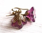 Fleur II Posy Drop Earrings in Violet and Brass