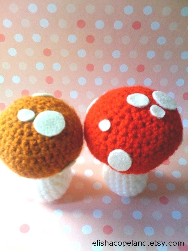 Set of 2 Crochet Mushrooms