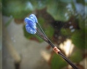 Glass Head Pins, Blues and White Swirls, 4 inch, Set of 6