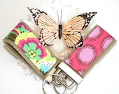 Mini Key Fob Keychain Pair in Soul Blossoms by Amy Butler