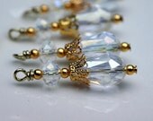 Clear Crystal Teardrop Crystal Vintage Style Bead Dangle Drop Charm Pendant Set - 4 Pieces
