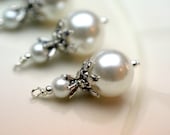 Vintage Style White Pearl Large Pendant Bead Dangle Drop Charm Set - 4 Piece