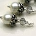 Vintage Style Ornate Antiqu Silver with Pearl and Crystal Bead Dangle Charm Drop Set