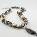 Multi Strand Pearl Necklace Blue Crystal Earthy Bronze