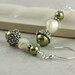 Cream Pearl Wedding Earrings Moss Green Sage Bridal Sterling Ear Wires