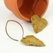 Honey Gold Leaf Earrings Rustic Brass Patina Handmade Copper Ear Wires Woodland Jewelry