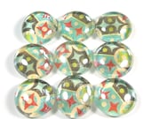 Marble Magnets or Push Pins Set - Atomic Stars