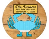 BLUE CRAB address labels or name stickers -- several sizes-- this listing is for GLOSSY stickers