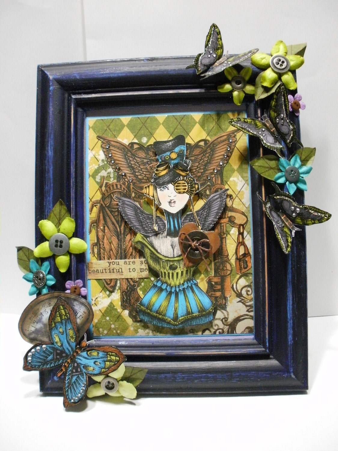 Steampunk 3D mixed media Framed Art Piece by creativepaintpaper