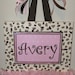 Personalized, Hand Painted Canvas Wall Art (11x14 cream leopard and pink)