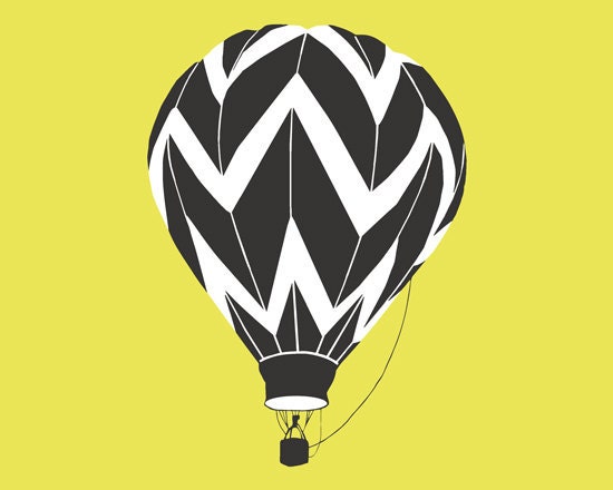 Hot Air Balloon Print, Chevron Pattern by nevedobson - different colors and sizes available