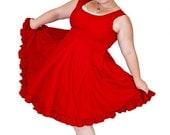 1950 Inspired Dress Rockabilly Red Cotton -Custom to your size and Color