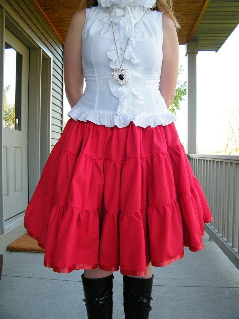 Red Cotton Petticoat Skirt Plus size-3x-5x Custom to your size