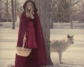 Red Riding Hood Cape Red Micro Velvet-Custom to Order