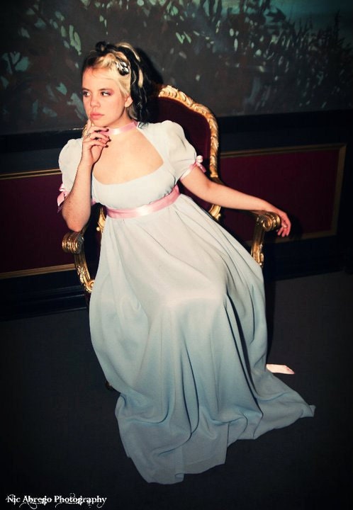 Jane Austin Dress Empire Waist Pretty in Love Powder Blue Georgette Gown -Custom to your size