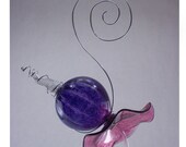 Blown Glass Hummingbird Feeder Fuschia Pink and Purple Free Shipping