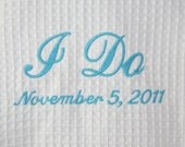 Personalized Robe Bride front & back embroidery Wedding Date and Bride or Mrs. or I Do waffle weave spa robe