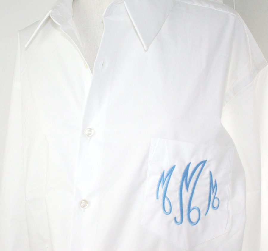 Something Blue Mens Oversized Shirt Bride & Bridesmaids Monogrammed Shirts Button Down