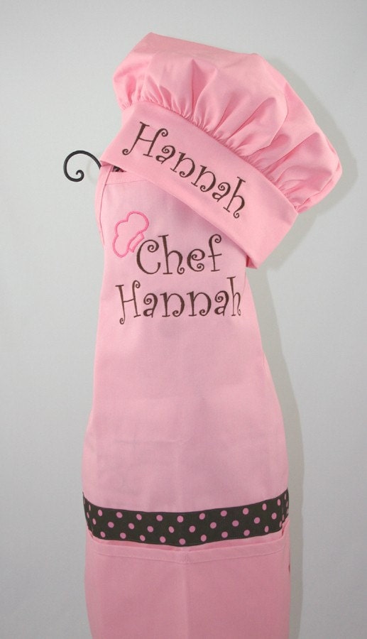 Child's Personalized Chef Apron & Hat Set - Embroidered Monogrammed