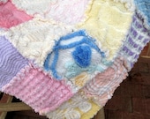 OOAK Vintage Chenille Rag Patchwork Quilt