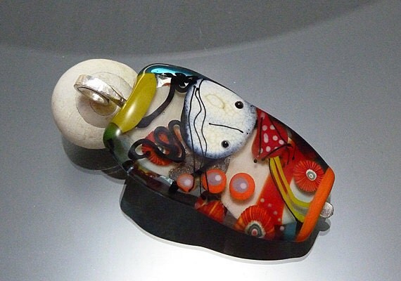 Melanie Moertel Lampwork Beads - Red fairy focal glass bead pendant - "Zora"