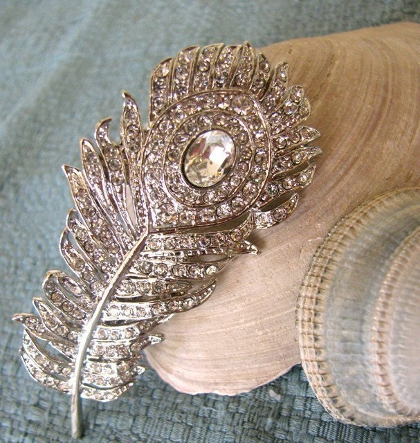 Sparkling Peacock Bridal Crystal Hair Brooch