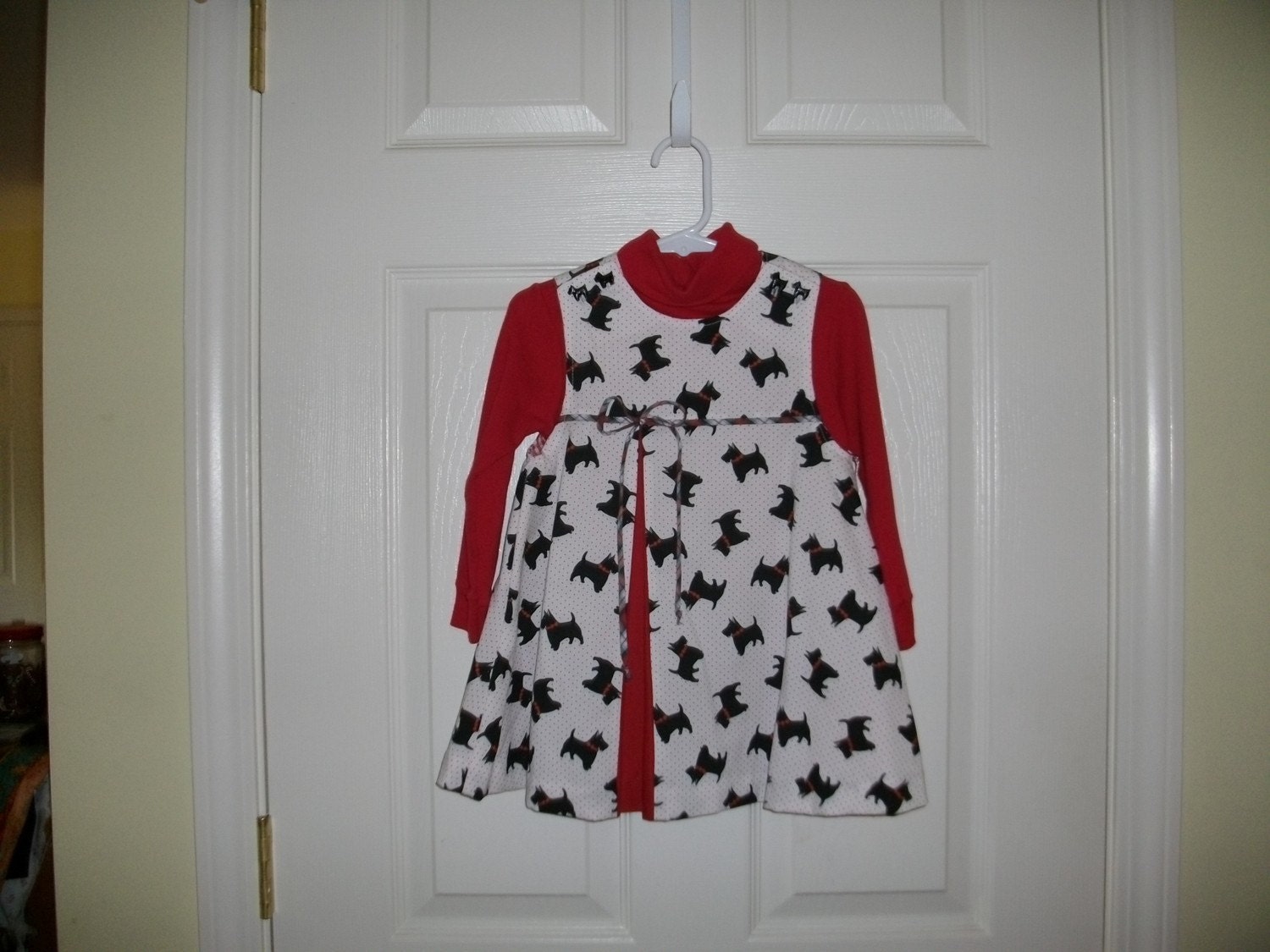 Girls Dress,Christmas,Scottie Dogs, Free Bow,Infant,Toddler
