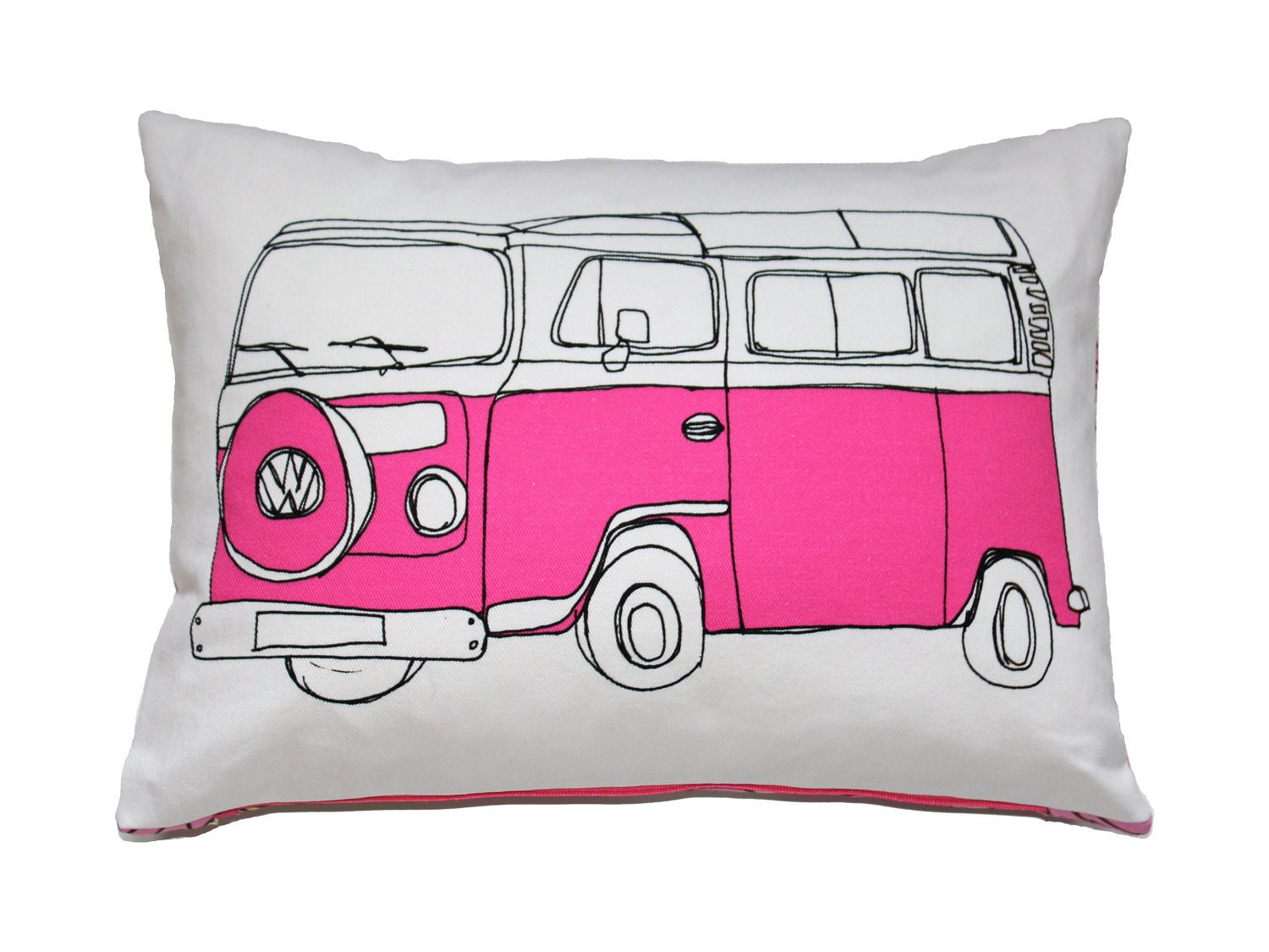 Retro Pink Campervan Cushion Pillow