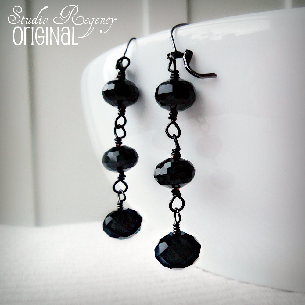 Earrings - Lady Mary's Edwardian Earrings - Downton Abbey Earrings - Black Earrings - Edwardian Jewelry
