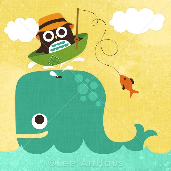 72B Bright Owl with Whale 6x6 Print