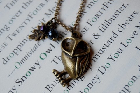 Brass Barn Owl Necklace