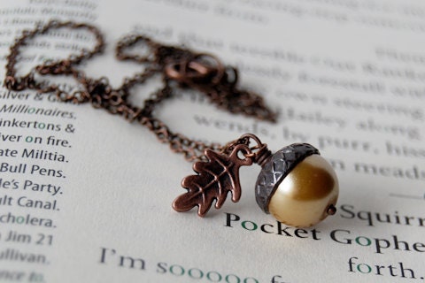 Honey and Copper Acorn Necklace