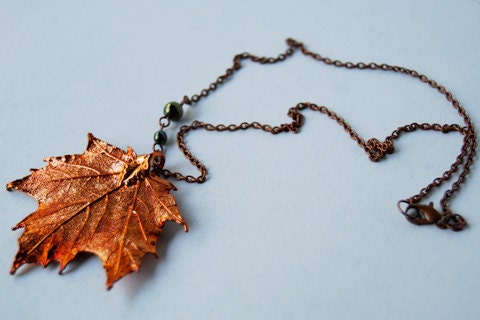 Large Fallen Copper Maple Leaf Necklace