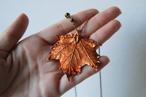 Large Fallen Copper Maple Leaf Necklace