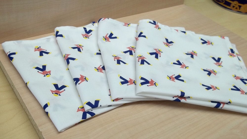 White nautical sailors cotton handkerchief reusable napkins ecofriendly