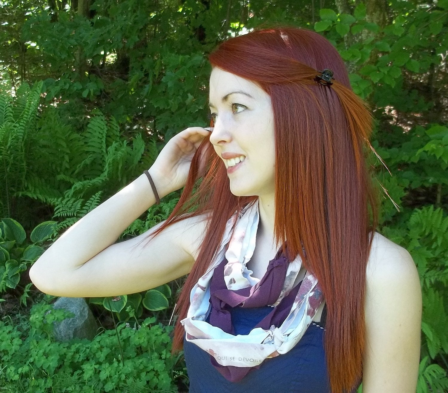 SALE Dark light purple beige jersey t-shirt scarf necklace infinity eco-friendly treasury item