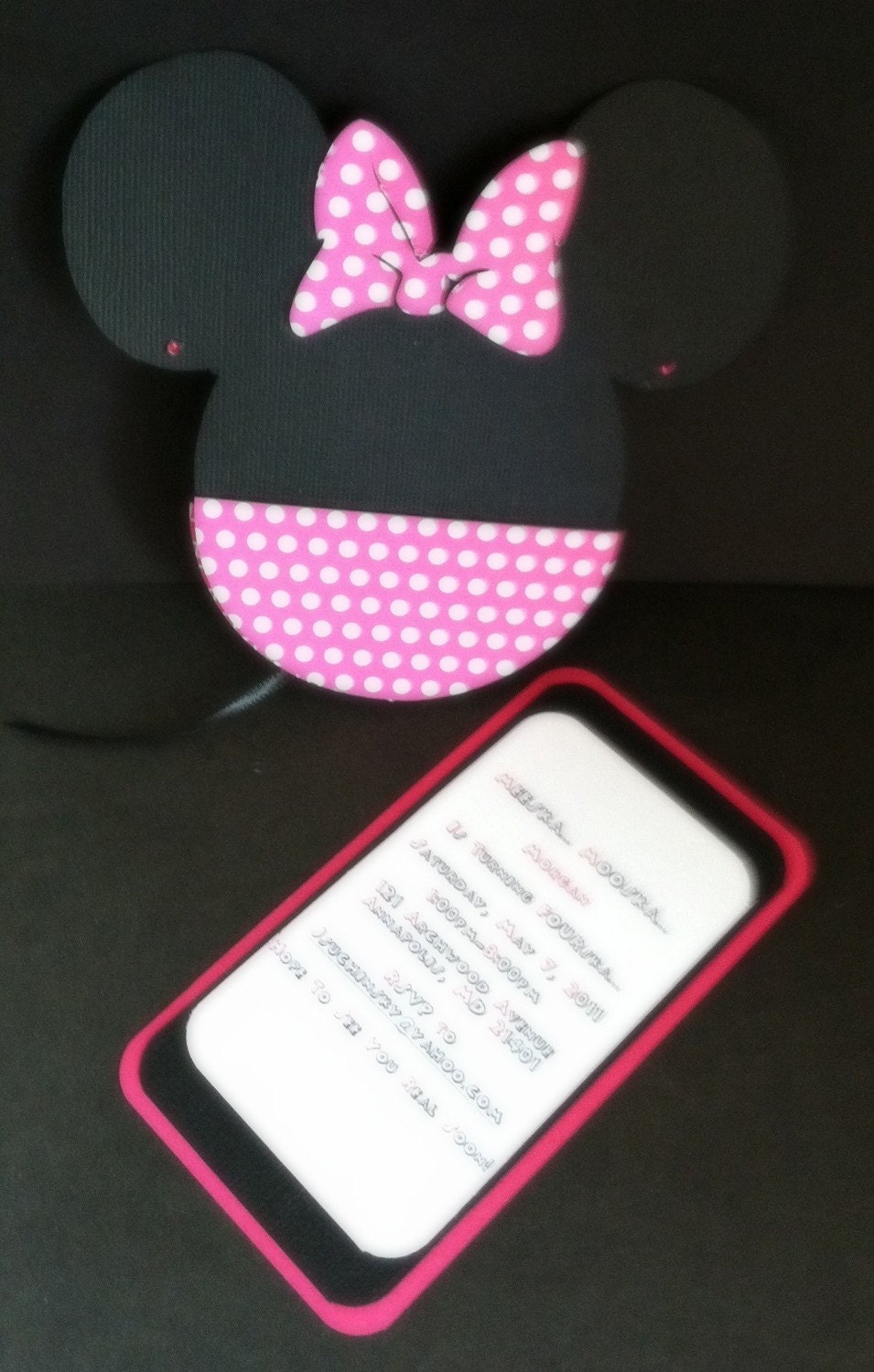 Minnie Pocket Invite in Pink Polka Dot Il_570xn