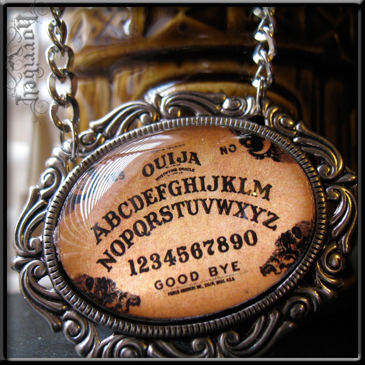 OUIJA Necklace, SIlver Ouija Board Pendant Necklace