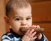 Natural Baby Teether, walnut wood, wooden waldorf toy, eco friendly baby rattle, teamecoetsy children, baby shower gift