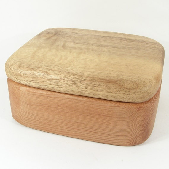 Oregon-Myrtlewood & Doug Fir Wood Box, jewelry box, salvaged old growth, wedding anniversary gift, watch box, organizer, eco friendly gift