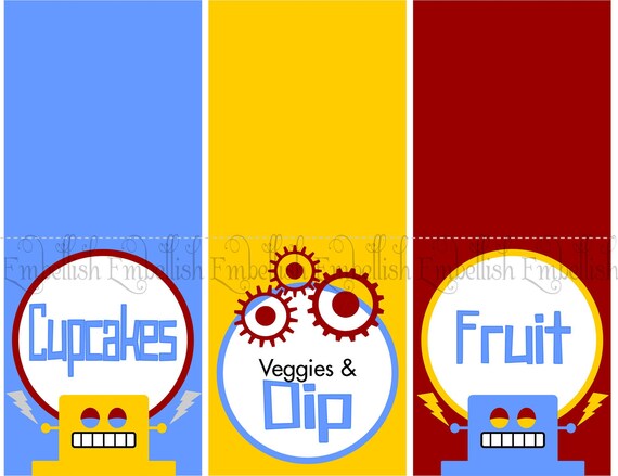 PRINTABLE DIGITAL FILE Robot Party Printable Package Il_570xn