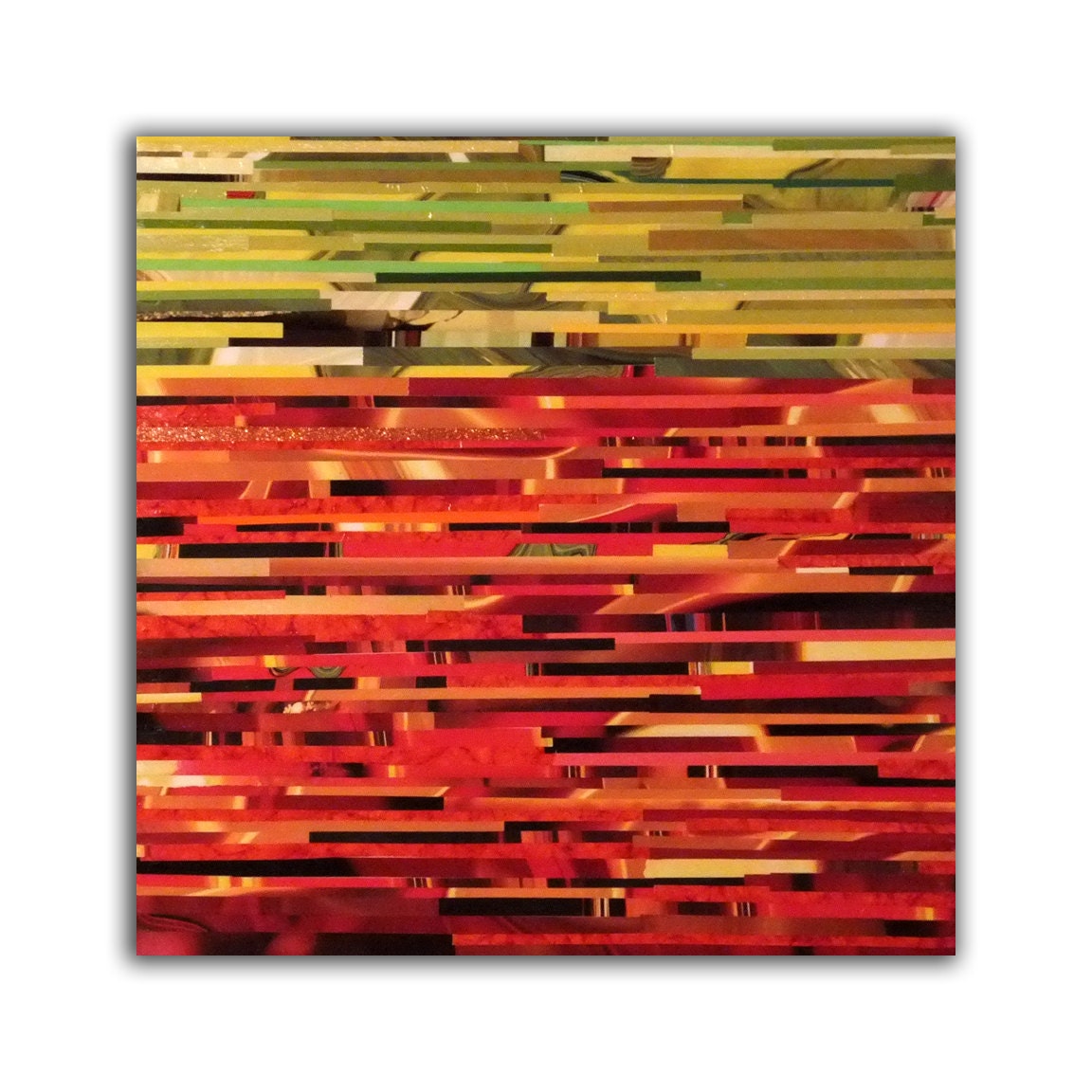 Print: Red and Green, 10x10  Based of original mixed media collage