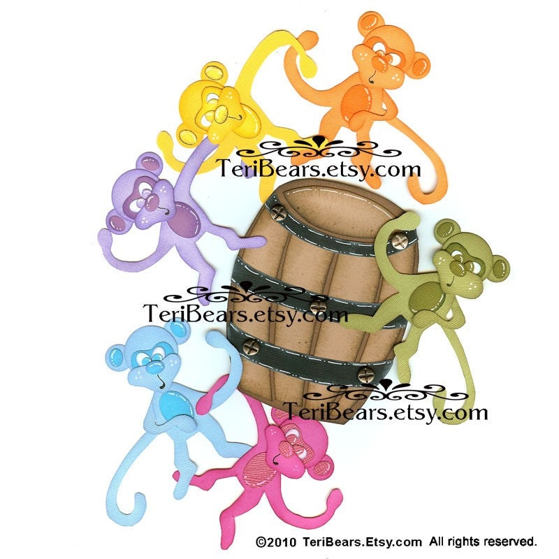 Barrel of Monkeyz paper piecing pattern by Teribears- (TeriCritterz)